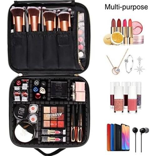 Professional Cosmetic Storage Box Makeup Organizer Bag Travel Tools Case Portable Artist Storage Bag with Adjustable Dividers