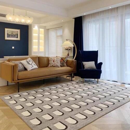 Light Luxury Nordic Thicken Fleece Rug and Carpet for Living Room Modern Geometric Bedroom Doormat Bedside Area Rug Tapis