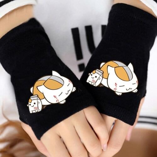 Anime Natsume Yuujinchou Warm Winter Gloves Fingerless Steampunk Knitted Gloves Cosplay Accessories