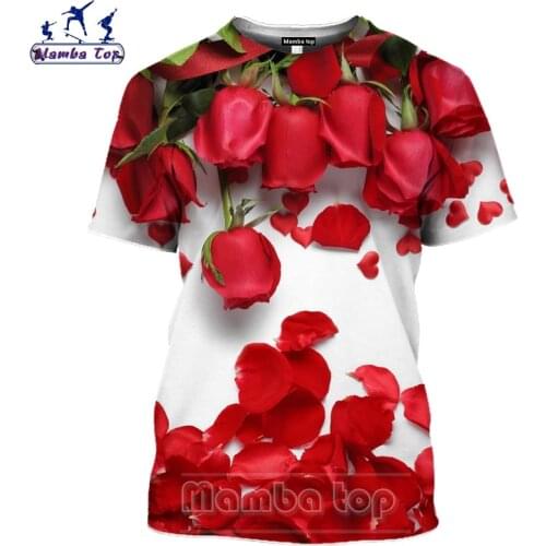 Mamba top Mens T-shirts 3D Plant Flower Red Rose T Shirt Short Sleeve Daisy Tshirt Women Sweatshirt Hyacinth Unisex Streetwear