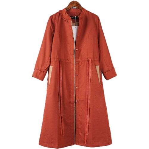 Spring Autumn Womens Trench Coat Mid-length Single Breasted Drawstring Slim Women Coat Fashion Female Windbreaker Outerwear