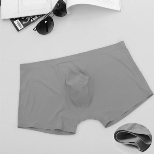 New Mens Elastic Seamless Underwear Boxers Breathable Man Ice Silk Sexy U Convex Boxer Solid Underpants Comfortable Shorts Slips