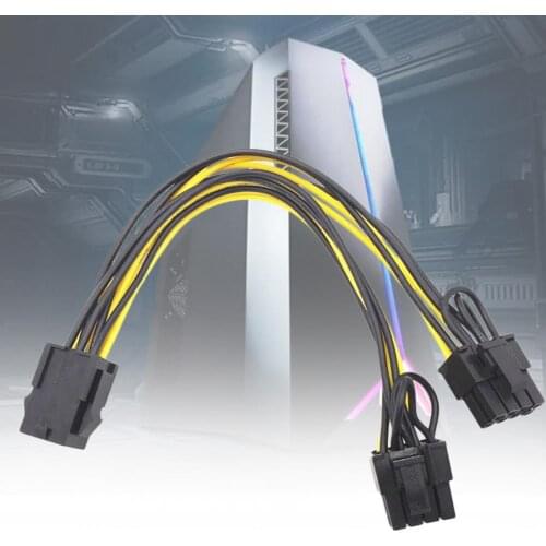 20cm 6Pin to Dual 8Pin Power Extension Cable Durable Graphics Card Power Cord Adapter for Computer PC Accessories