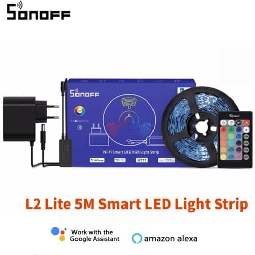 SONOFF L1 Smart LED Light Strip 5050 2M 5M Dimmable Waterproof Wi-Fi WiFi Flexible RGB Strip Lights Work with Alexa Google Home