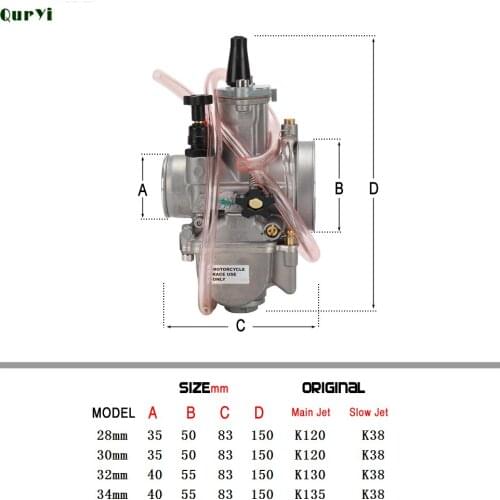 Motorcycle Universal For PWK 28 30 32 34 mm 2T 4T For Keihin Mikuni Carburetor Carburador With Power Jet For Yamaha 75cc-250cc