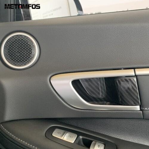 For Hyundai Sonata 2020 2021 Carbon Fiber Inside Door Handle Bowl Cover Trim Molding Decoration Frame Accessories Car Styling