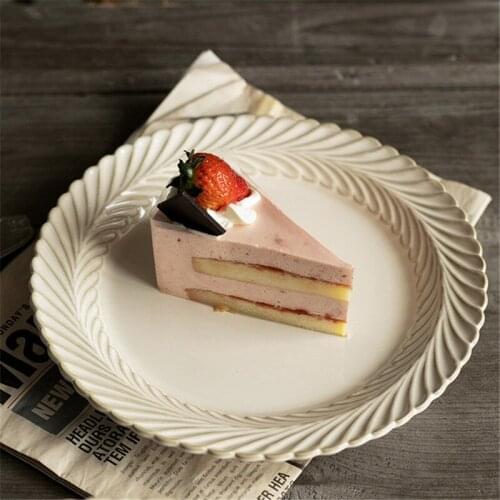 Japanese White Glaze Ceramic Tableware Net Red Dish Dish Steak Dish Ceramic Dish Western Dessert Dish Household Tableware Heart