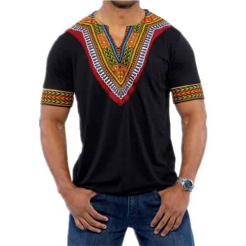 6Color 2020 Fashion Summer Men Top African Clothing Africa Dashiki Dress Print Rich bazin Casual Short Sleeve T Shirt for Mans