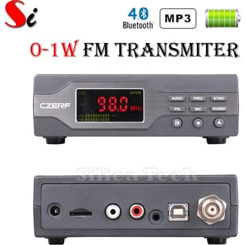 0.1W/ 1W CZE-01B FM transmitter stereo pll radio broadcast Rubber Ant PS +TF slot +Bluetooth High Equipment Kit