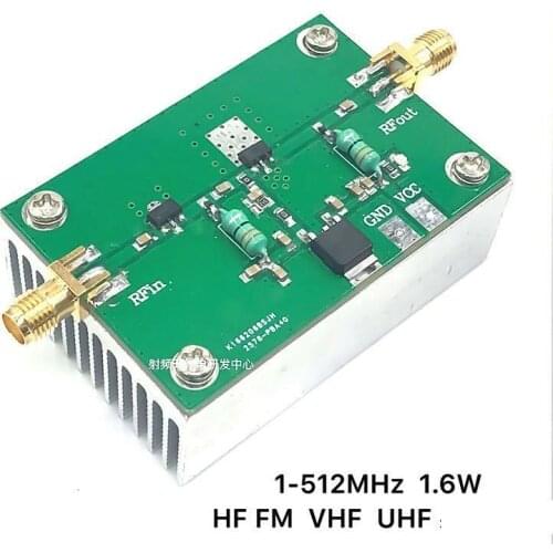 1.6W 1 -512 MHz HF FM VHF UHF RF radio broadband Power amplifier + Heatsink