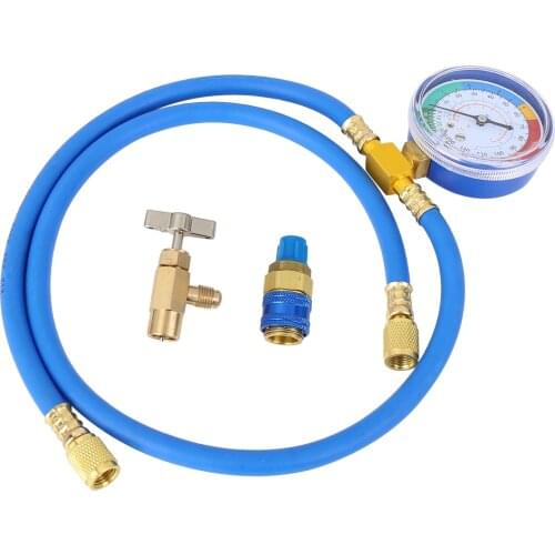 X Autohaux 1Set Universal Car AC Air Conditioning Refrigerant Recharge Hose Pressure Gauge A0661 134a Auto AC Air Conditioning