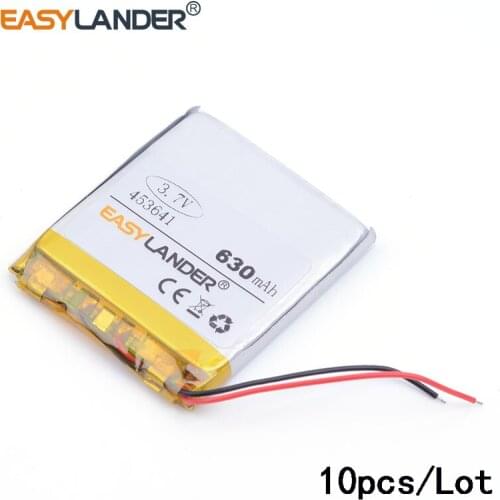 10pcs/Lot 3.7V 630mAH 453641 polymer lithium ion / Li-ion battery for dvr GPS,mp3 mp4,cell phone speaker Bluetooth Speaker