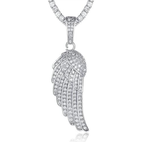 100% Micro Zircon Hip Hop Super Shine Wings Pendant Necklace For Men Jewelry Gift Zircon Tennis Chain Party CZ Rapper Jewelry