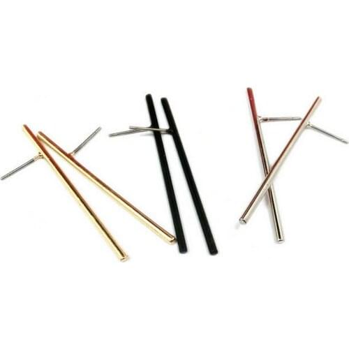 12 pair /lot fashion jewelry accessories copper brass casting metal vertical stick stud earrings for women