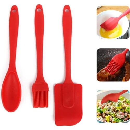 3Pcs/Set Kitchen Silicone Spatula Brush Set for Butter Cake Mixing Butter Shovel Scraper Flour Scrapers Baking Pastry Tool
