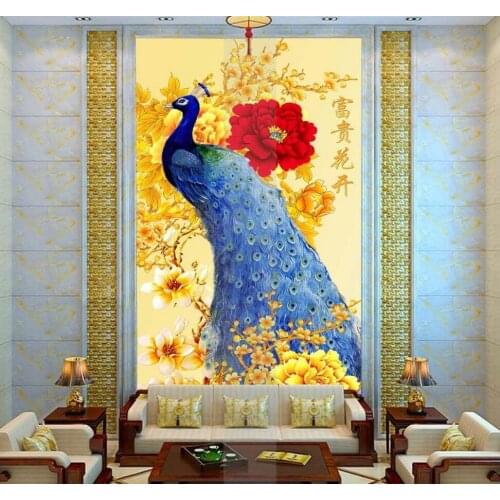 Custom photo 3d wallpaper picture Golden peacock magnolia flower porch Living room decoration painting 3d wall murals wallpaper