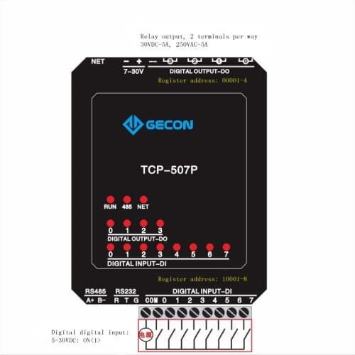 4-channel relay output 8-channel digital input Industrial Ethernet module Modbus TCP protocol, compatible with RS485+232