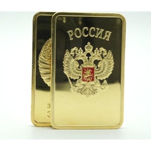 5pcs/lot 1oz CCCP Russian replica Gold Clad bars Soviet Russian Challenge Bullion bar