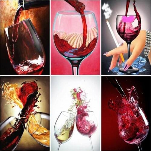5D DIY Diamond Painting by Number Cross Stitch Full Square Red Wine Diamond Embroidery Sale Rhinestone Picture Diamond Mosaic