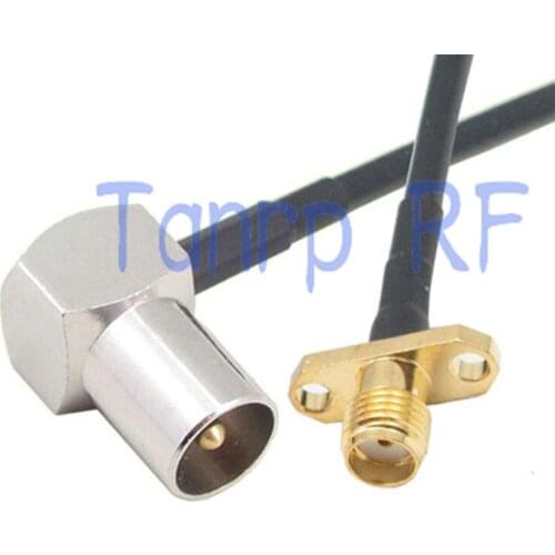 6in TV male right angle 90 degree to SMA female with 2 hole panel RF adapter 15CM Pigtail coaxial jumper RG174 extension cable