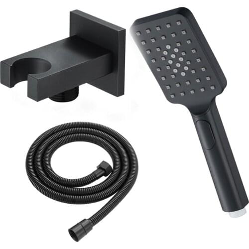 ABS Square Black 3-Function Handheld Rainfall Spray Booster Shower Head Set Shower Accessories