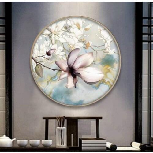Diamond Embroidery Mosaic Painting Cross Stitch Full Round Drill Magnolia Round Shape Painting DIY 5D/3D Sale Decoration Gift