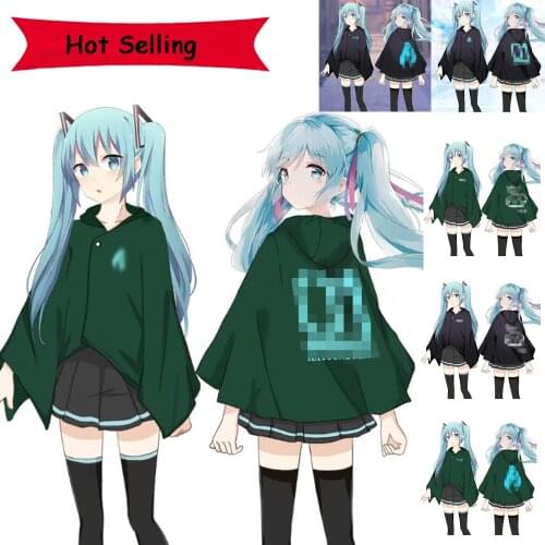 Anime Vocaloid Miku Cosplay Costumes Black Blue Cloak Air Conditioning Blanket No Velvet Around