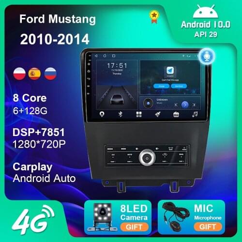 For Ford Mustang 2010 2011-2014 Android 10 Car Radio GPS Navigation 4G WIFI Carplay Android Auto Multimedia stereo DVD Player
