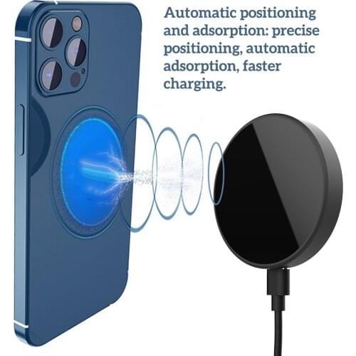 15W Fast Charding Wireless Charger For iPhone 12/Pro Max Round Wireless Charging Pad With Holder Portable Charging Adapter