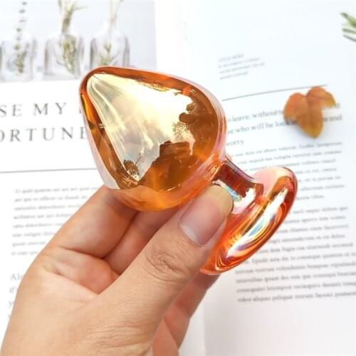 Large Crystal Anal Butt Plut Plug G-spot Vagina Ball 55mm Golden Big Pyrex Glass Anal Dildo Bead Adult Masturbate Sex Toys