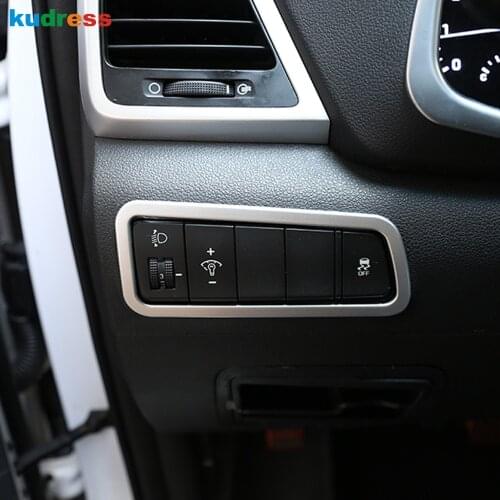 For Hyundai Tucson 2015 2016 2017 2018 2019 2020 Carbon Fiber Car Interior Headlight Switch Button Frame Cover Trim Sticker LHD