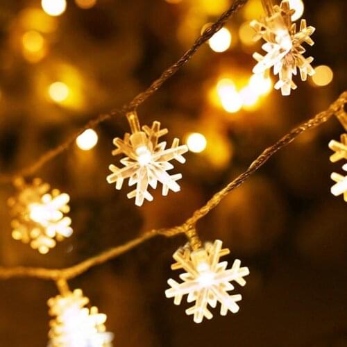 5M 40LEDs Snowflake shaped AAA Battery Powered Indoor Fairy Lights String Xmas Home Party Christmas tree decor-3 colors optional