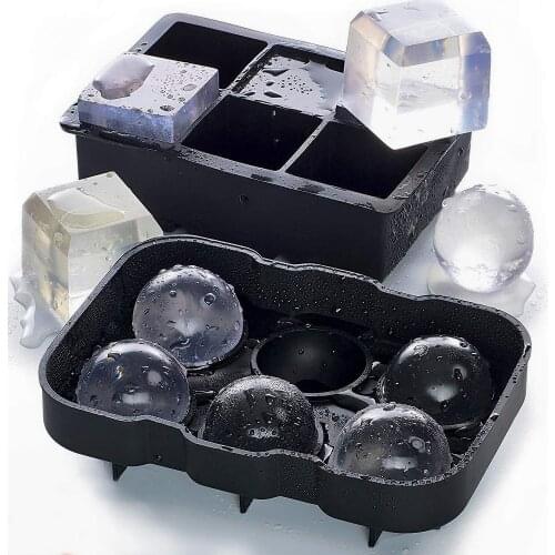 Ice Cube Trays Set Of 2, Whiskey Ice Ball Maker With Lids & Large Square Ice Cube Molds, Reusable Silicone Combo Mold , BPA Free