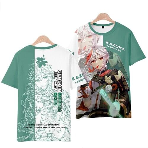 Game Genshin Impact Cosplay Kaedehara Kazuha Yoimiya Sayu Keqing Amine Polyester Summer Child Men Women T-shirt Shorts Coat Tops