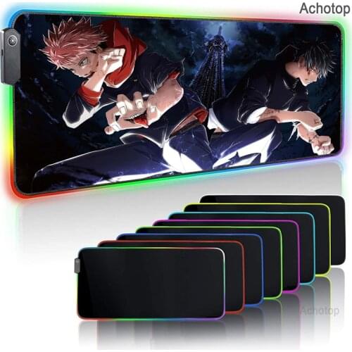 Jujutsu Kaisen Gaming Mouse Pad Computer Mat Desk Pad Gaming Accessories Mousepad Rgb Led Mouse Game PC Keyboard Mats for Mice