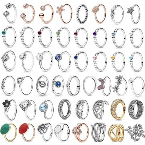 PDB JZ 7 Original Brand 100% 925 sterling silver ring with sparkling logo original design leaf retro multi-wrap ring