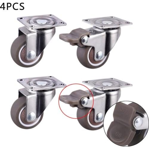 80kg 4pcs Furniture Casters Wheels Soft Rubber Swivel Caster Silver Roller Wheel For Platform Trolley Chair Household Accessori