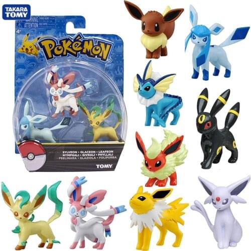 Takara Tomy Vaporeon Jolteon Flareon Espeon Umbreon Leafeon Glaceon Eeveelution Anime Pokemones Figure Dolls Toys Gifts for Kids