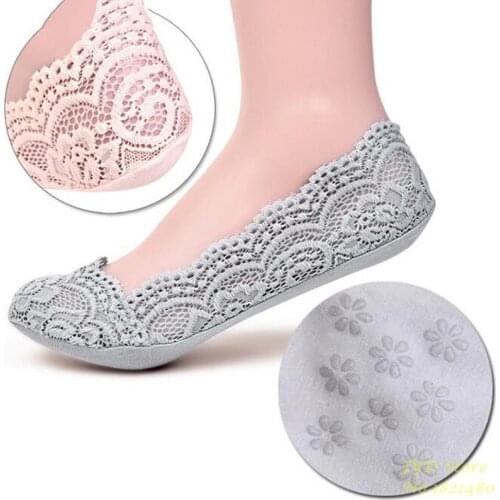 YSDNCHI Summer Invisible Liner Low Cut Socks Female Boat Sock AntiskidWomen Socks Women Socks Lady Cotton Lace Short Ankle