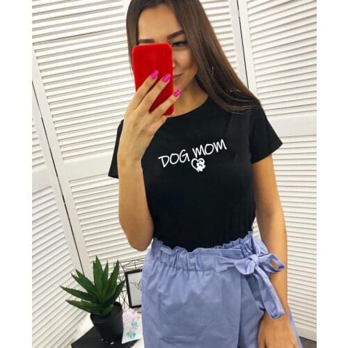 Summer Women Pet Lover T-shirt DOG MOM Shirt Womens Shirt Dog Lover Paw Print Pawprints Heart Shirt Mom Life Dogs Tee Tops