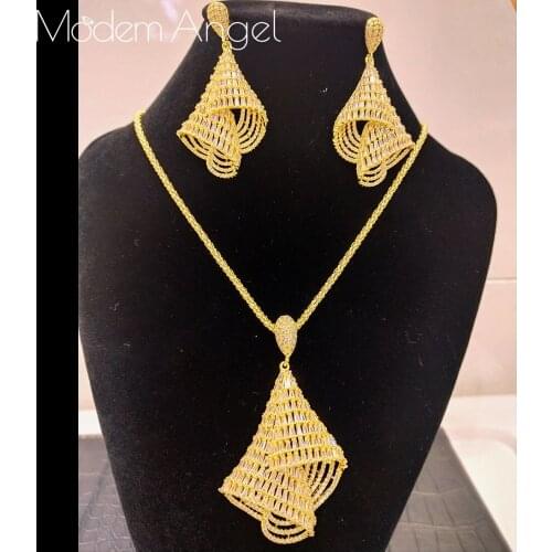 ModemAngel Luxury DUBAI Bangle Ring Set Nigerian Birdal Jewelry Sets Cubic Zirconia For Women African Beads Jewelry Sets