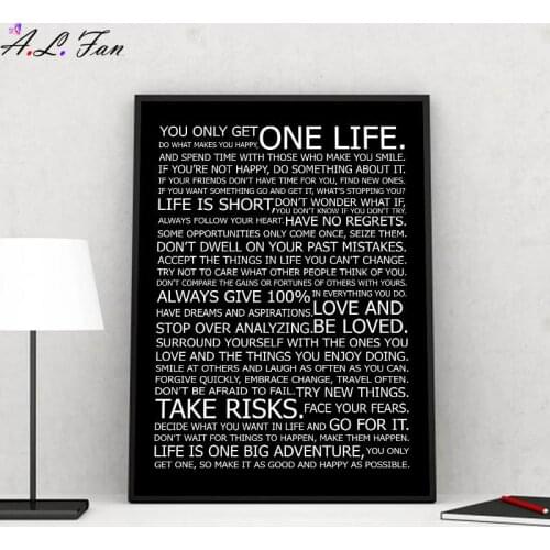 Motivational Life Quotes Canvas Wall Art Poster Black White Print Decorative Painting Modern Image Home Living Room Decor
