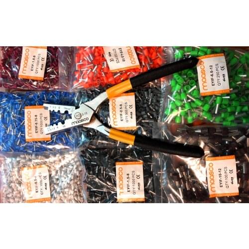 Maasco (800 pcs) kit set wire ferrule from 0.5-0.75-1-2.5-4-6-10 mm2 + PZ-0.5-16 crimping plier tool GIFT (MADE IN TURKEY)