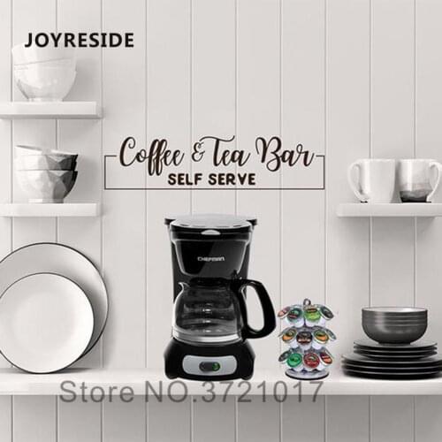 JOYRESIDE Coffee Tea Wall Decals Home Kitchen Art Design Wall Sticker Coffee Bar Quotes Vinyl Wall Decal Kitchen Wallpaper WM233