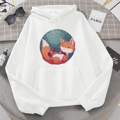 New Winter Womens Hoodies Full Sleeve Hoodie Kawaii Fox Print Sweatshirt Women Hoody Female Itself Sudaderas student Hoodies
