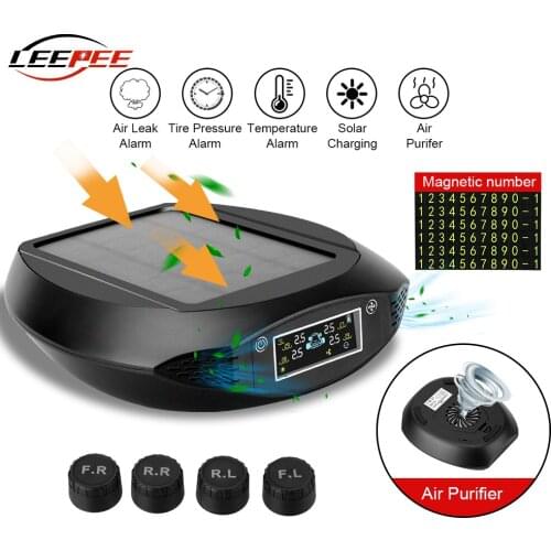 New Solar Car TPMS Sensors Tire Pressure Monitoring System Diagnostic Digital Kit Auto Electronic Air Purifier Parking Plate