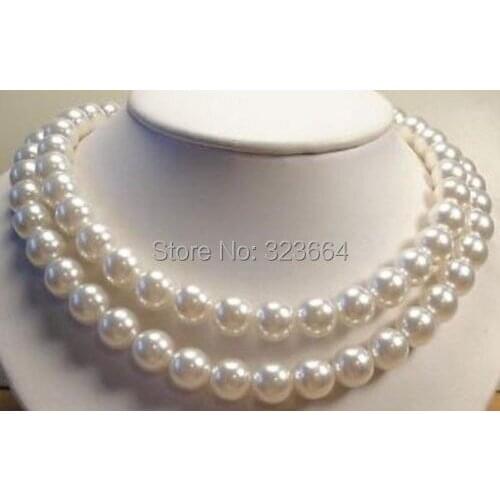 Charming!AAA 8mm White South Sea Shell Pearl Necklace 35"