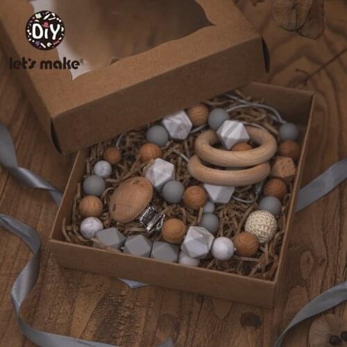 Lets Make 3pcs/set Baby Teether Toys Necklace Pacifier Chain Bracelet Food Grade Free BPA 0-12Months Baby Kids Gift With Box