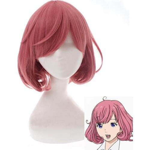 Anime Noragami Ebisu Kofuku Cosplay Wig Curly Pink Short Heat Resistant Synthetic Hair Wigs + Wig Cap