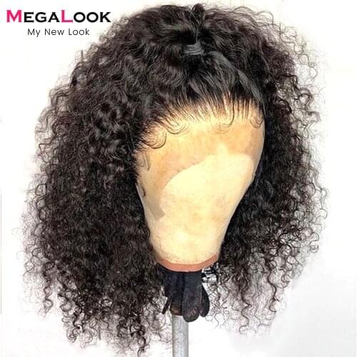 13x4 Lace Front Wig Curly Human Hair Wig 180 Density Glueless Preplucked 30 Inch Wigs For Women Megalook 13*4 Lace Frontal Wig